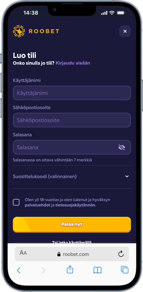 roobet Rekisteröityminen
